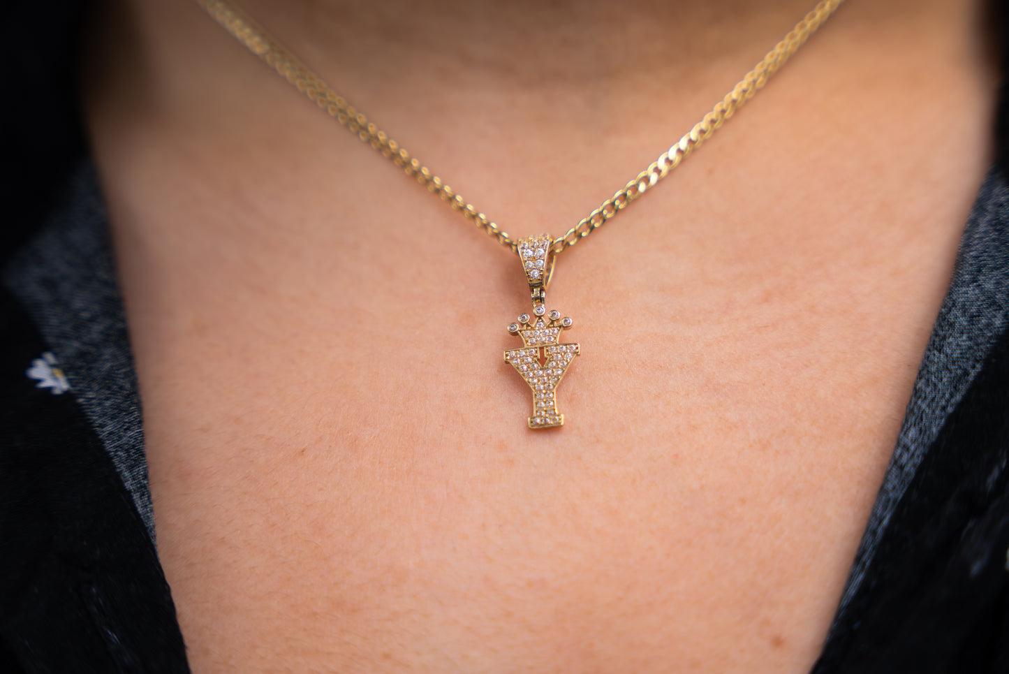14K HOLLOW CUBAN CHAIN + INITIAL PENDANT