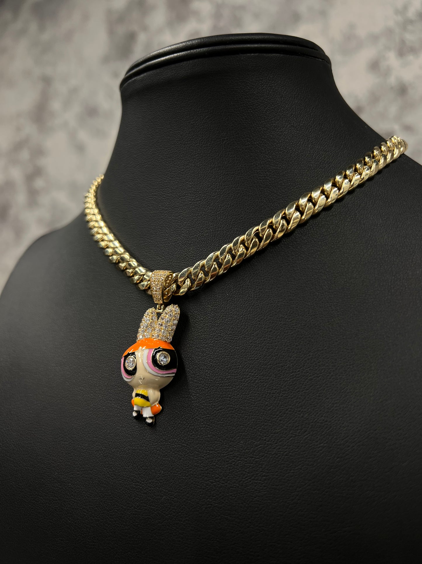 14K CHOCKER WITH POWERPUFF GIRL PENDANT