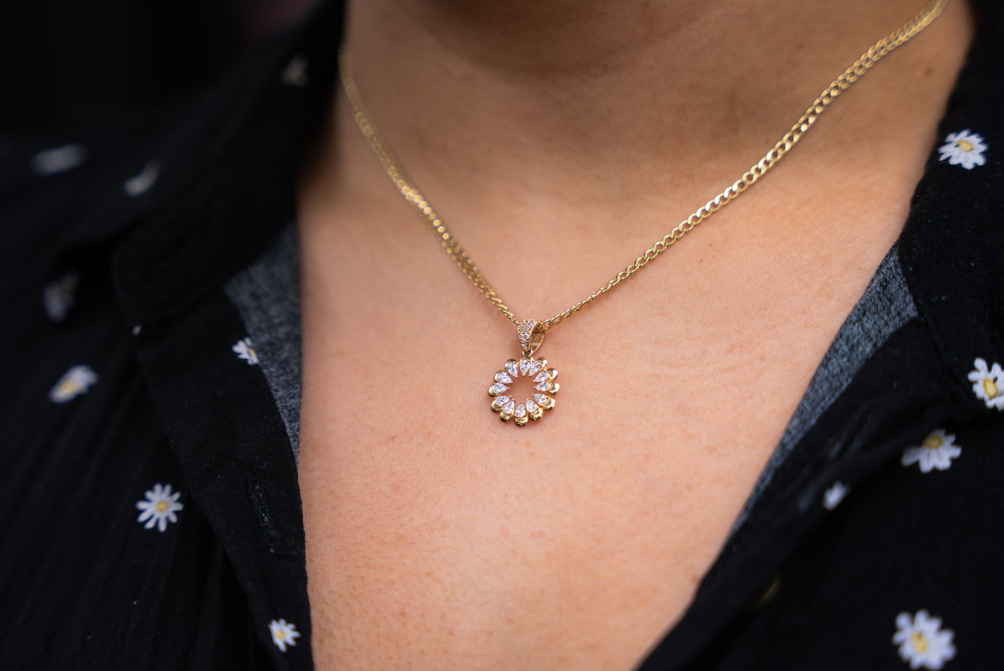 14K HOLLOW CUBAN CHAIN + CZ PENDANT