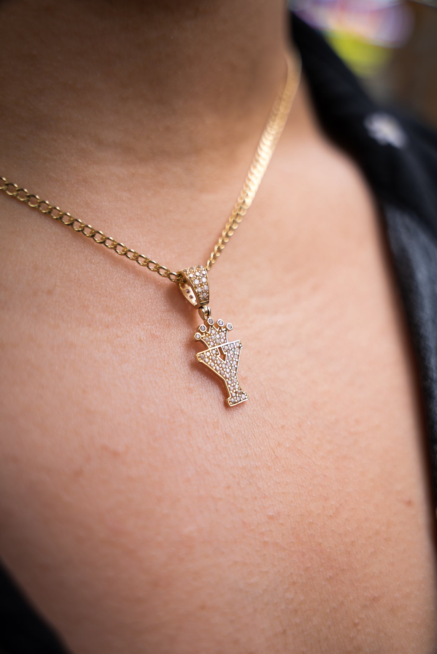 14K HOLLOW CUBAN CHAIN + INITIAL PENDANT