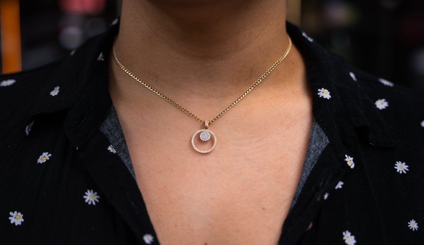 14K HOLLOW CUBAN CHAIN + FANCY PENDANT