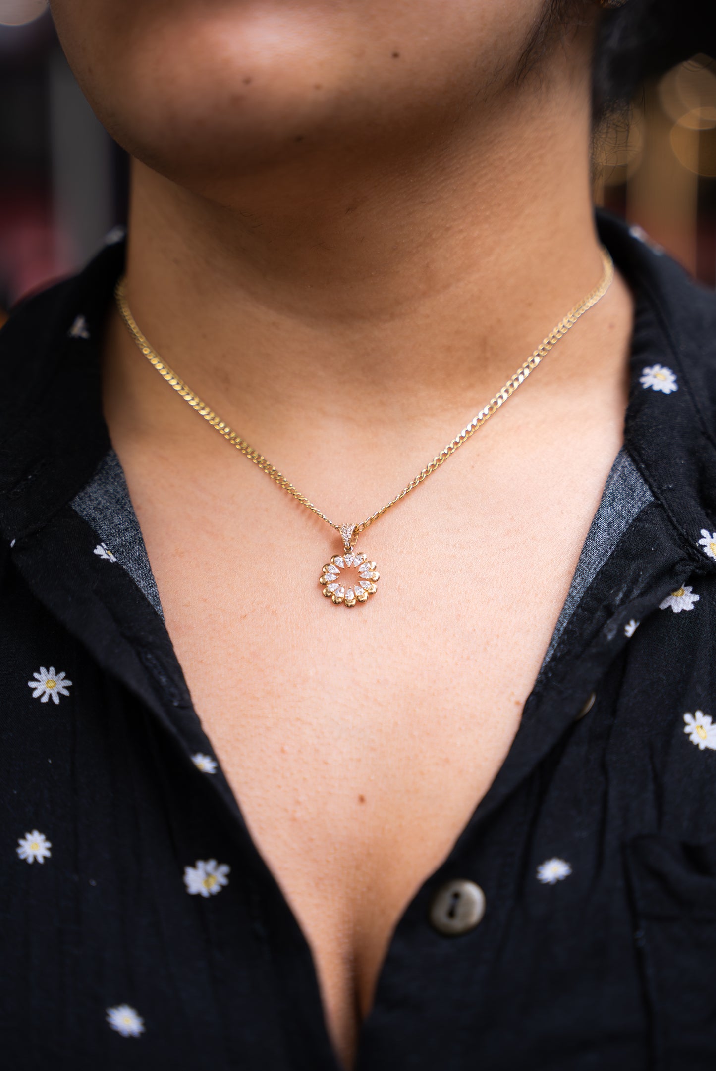 14K HOLLOW CUBAN CHAIN + CZ PENDANT
