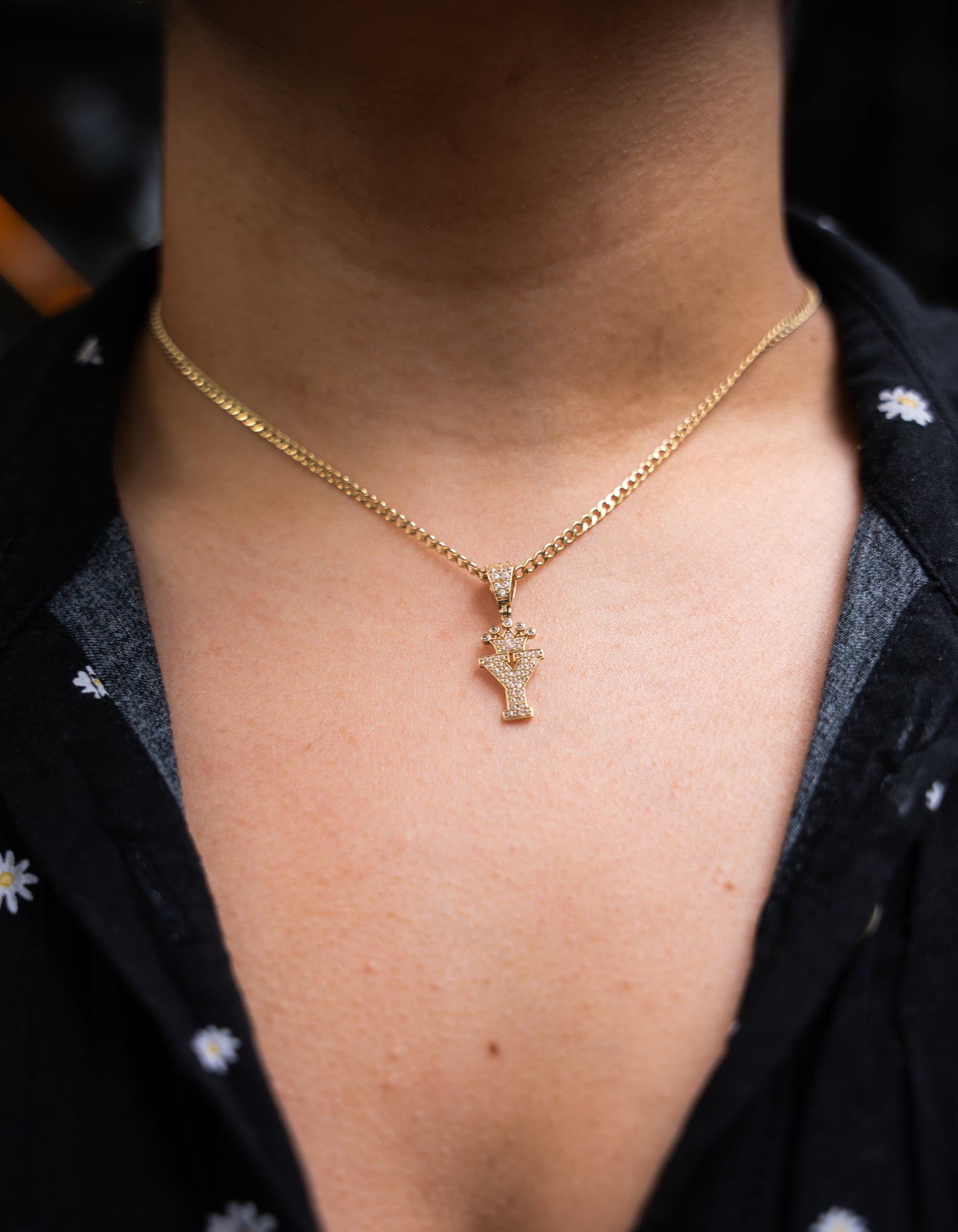 14K HOLLOW CUBAN CHAIN + INITIAL PENDANT