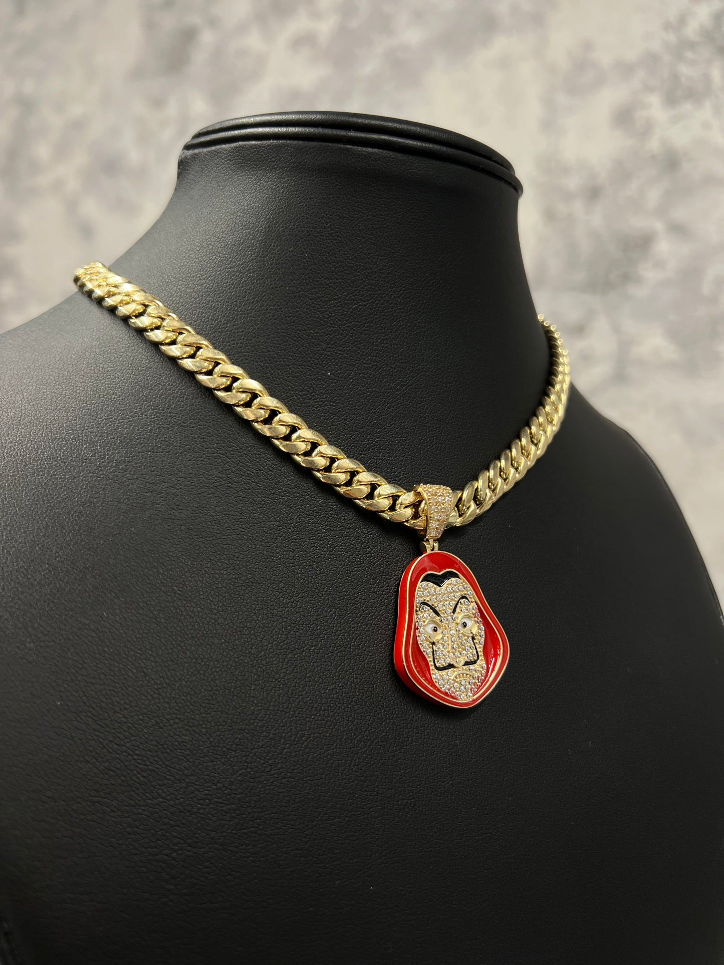 14K CHOCKER WITH THE RED MASK PENDANT
