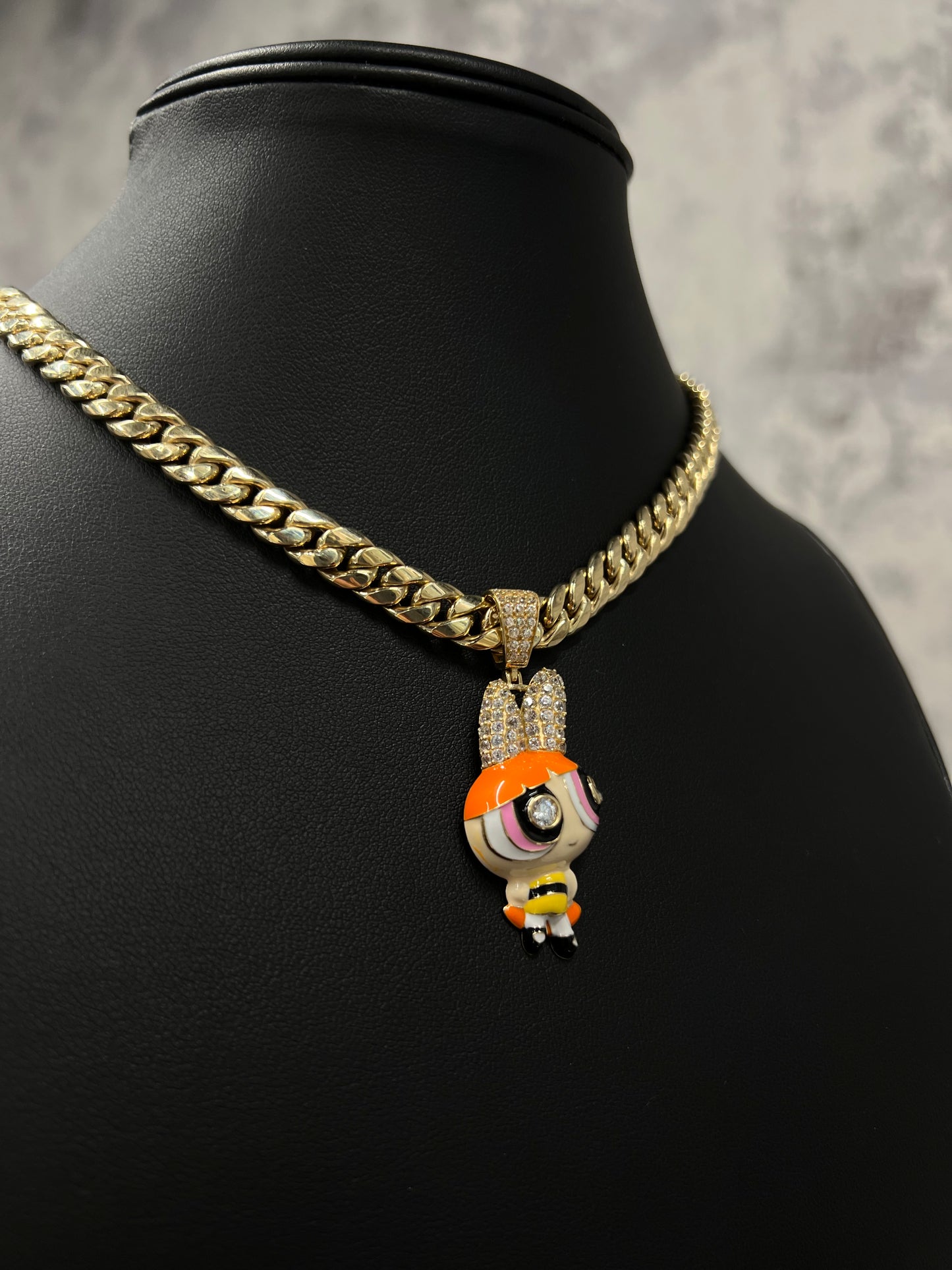 14K CHOCKER WITH POWERPUFF GIRL PENDANT