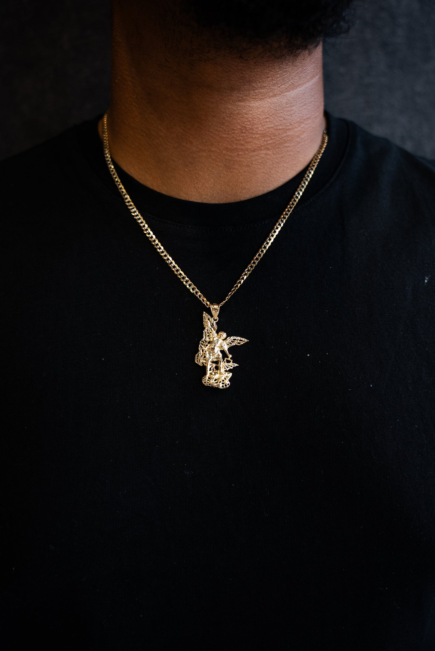 14K HOLLOW CUBAN CHAIN + SAN MIGUEL PENDANT