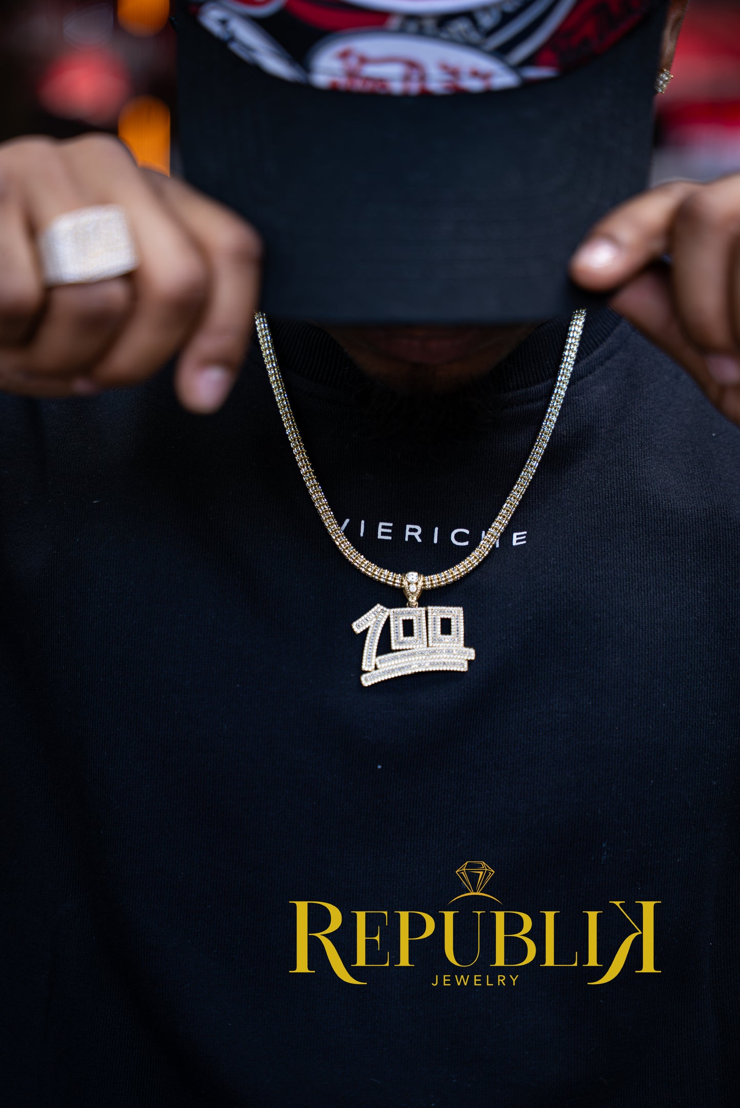 14K ICE CHAIN WITH 100 PENDANT