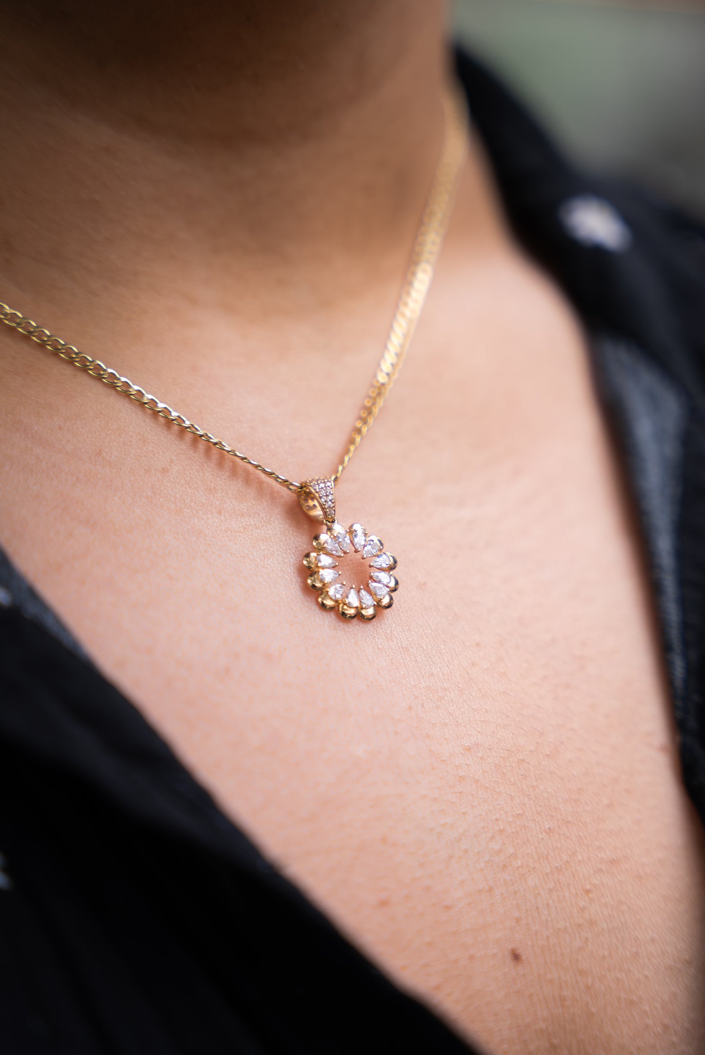14K HOLLOW CUBAN CHAIN + CZ PENDANT