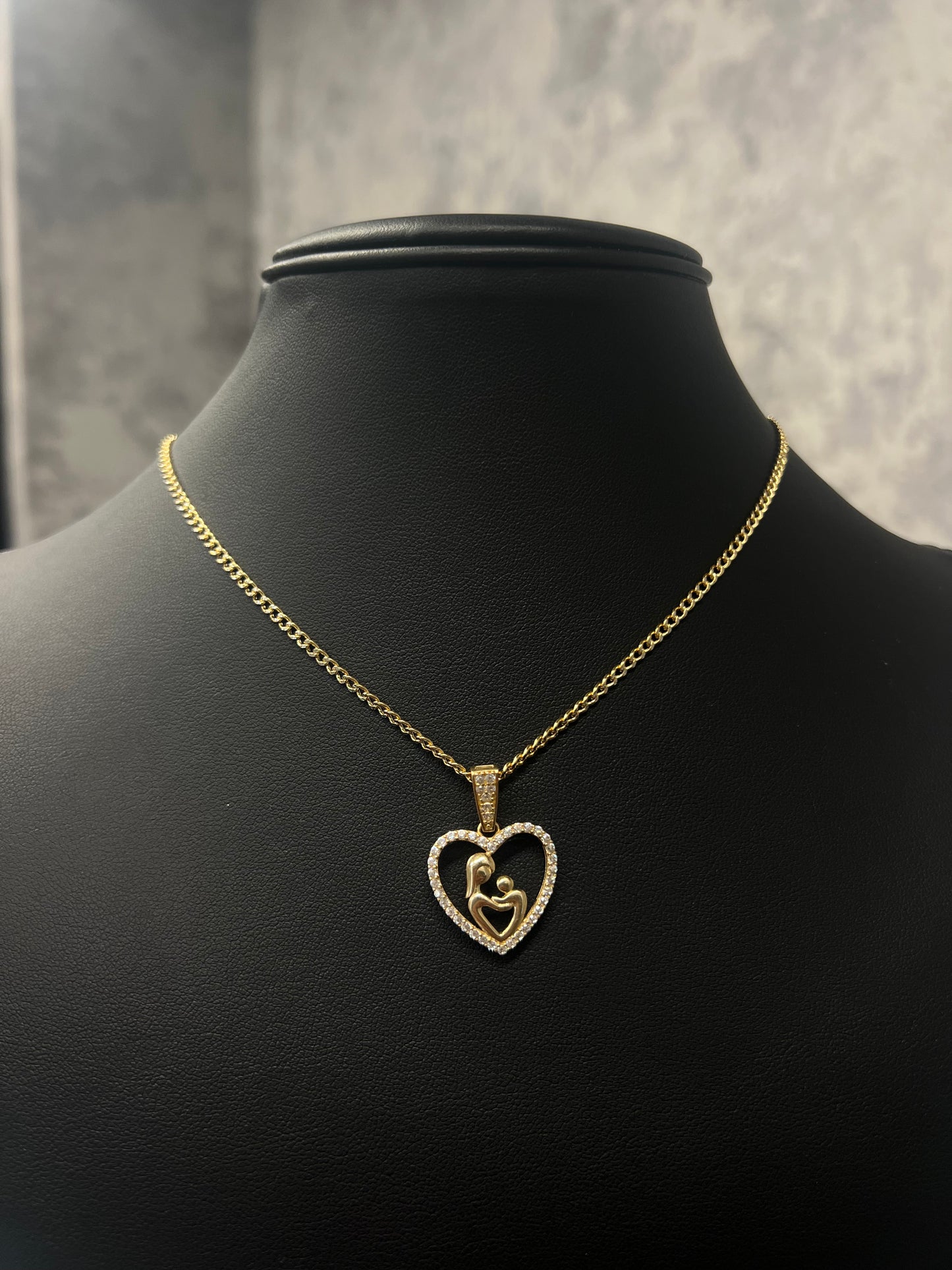 14K CUBAN CHAIN “TWO TONES” WITH HEART PENDANT