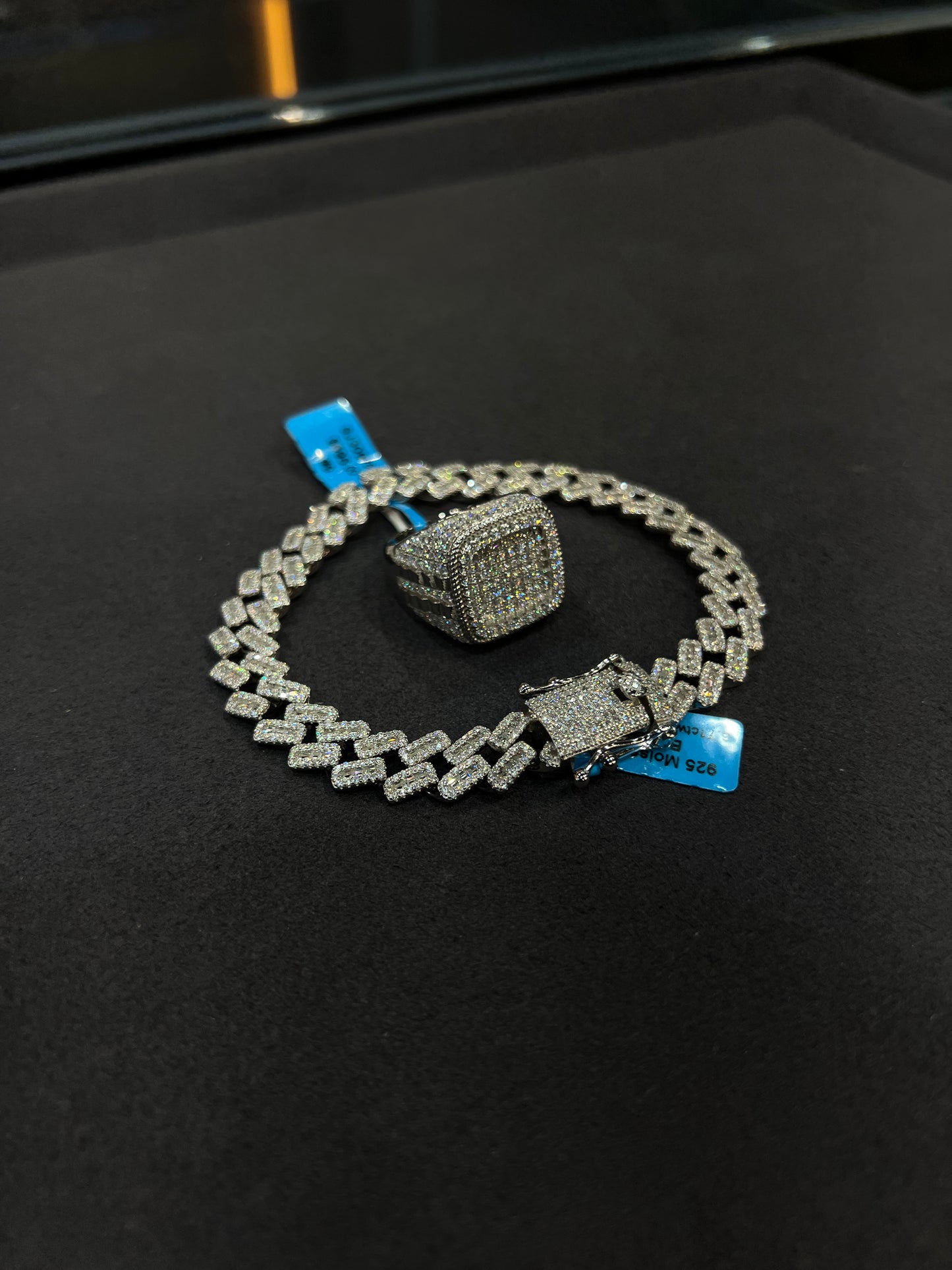 925 MOINSSANITE CUBAN BRACELET AND RING