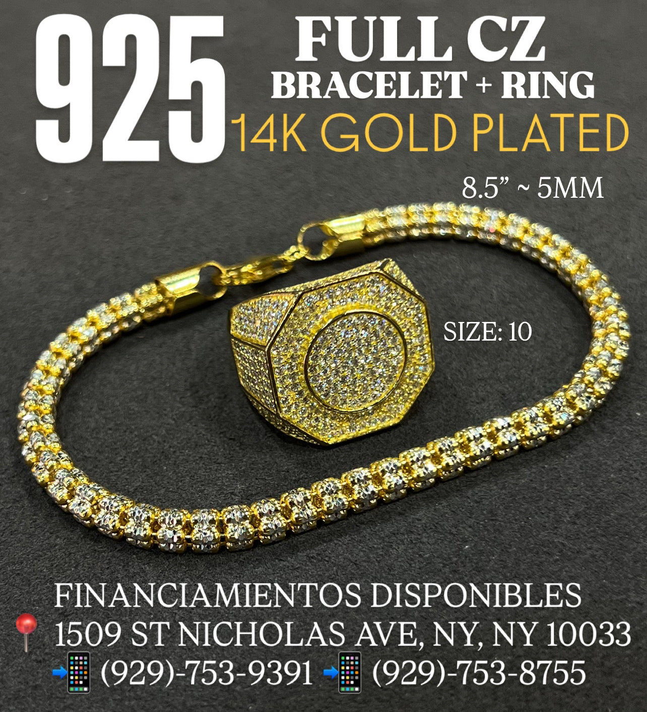 925 ICE BRACELET AND RING FULL CZ