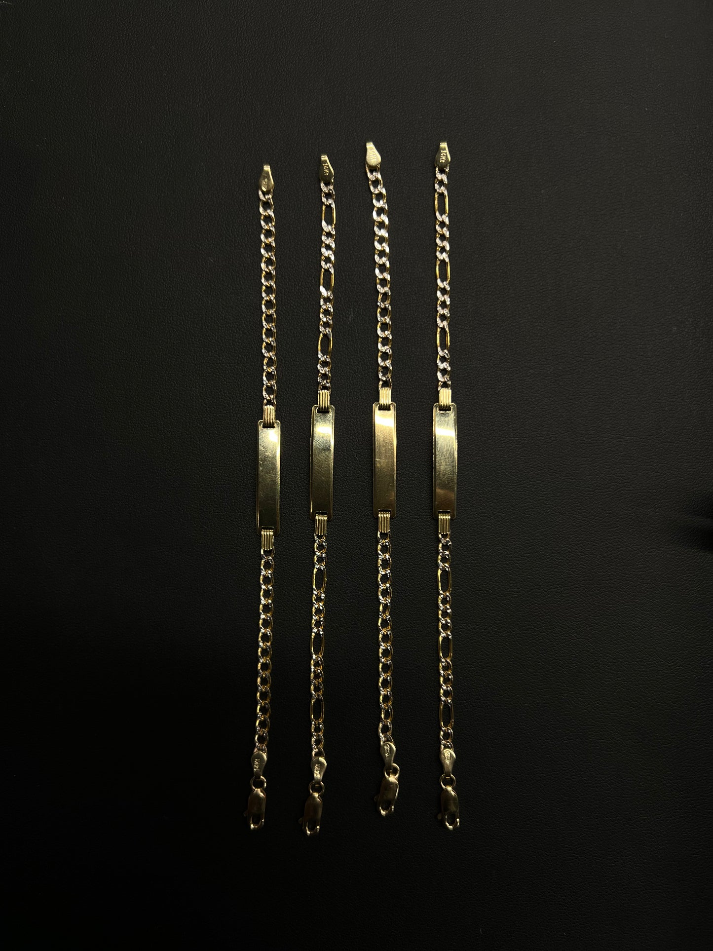 14K HOLLOW BABY BRACELETS “ 2 TONES” WITH ENGRAVING “ NAME”