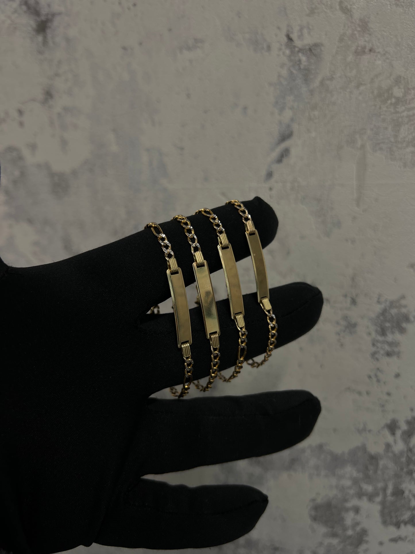 14K HOLLOW BABY BRACELETS “ 2 TONES” WITH ENGRAVING “ NAME”