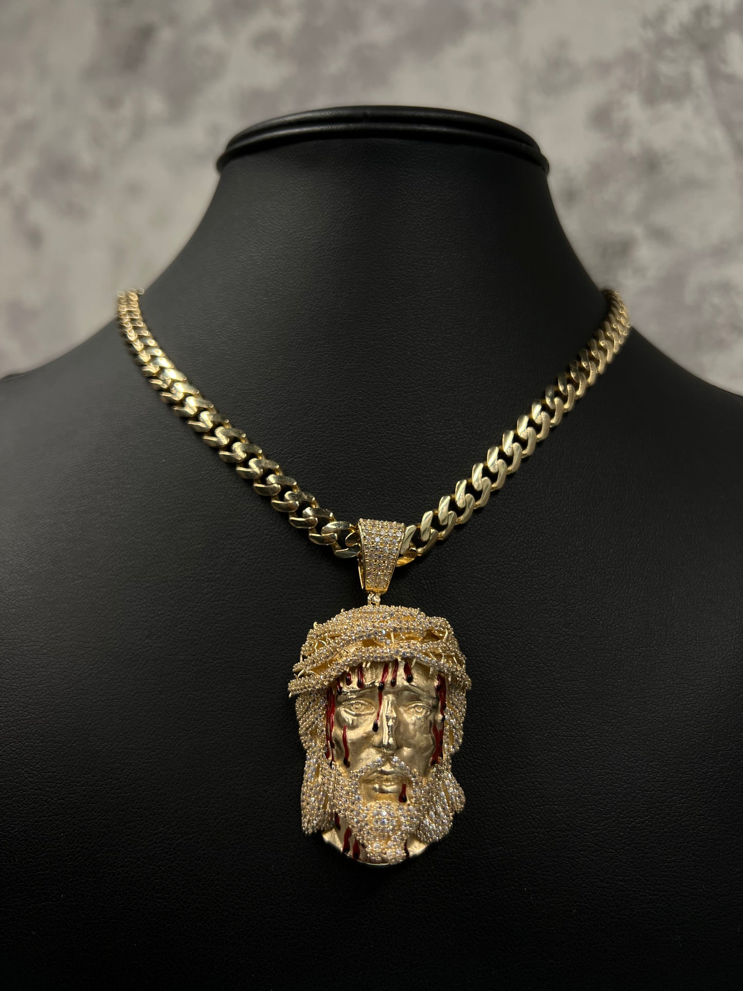 14K HOLLOW CHOCKER WITH JESUS PENDANT
