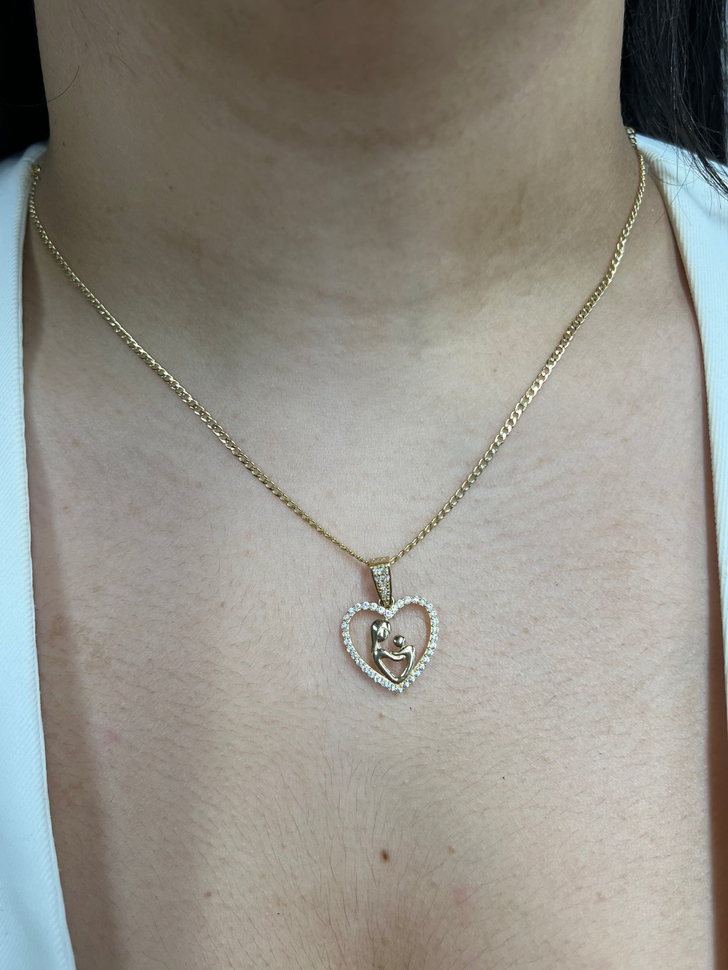 14K HOLLOW CUBAN CHAIN WITH MOM PENDANT