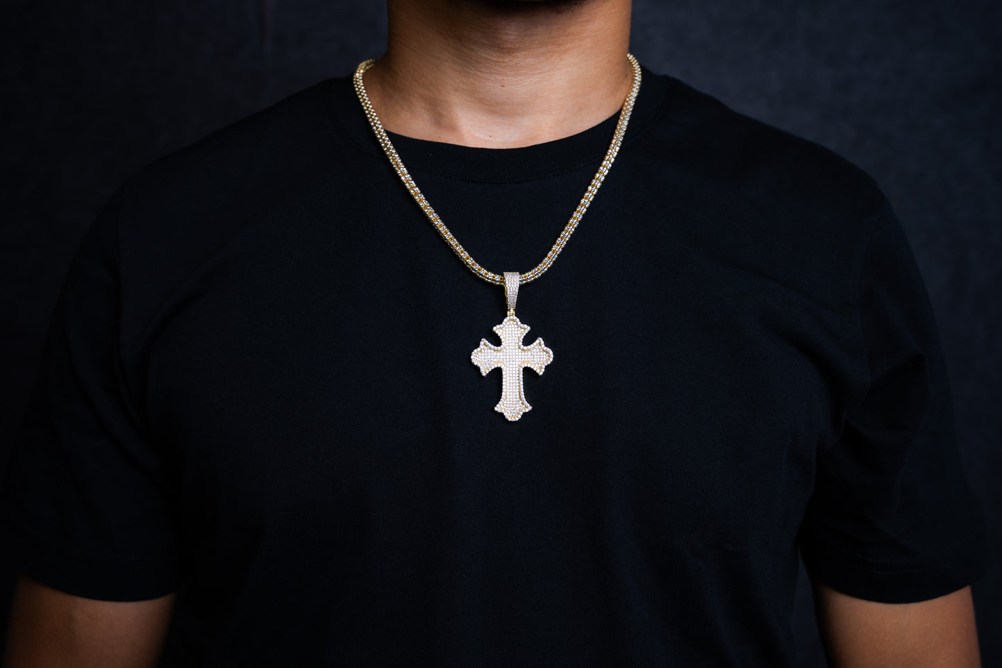 925 ICE CHAIN 5MM + CROOS PENDANT