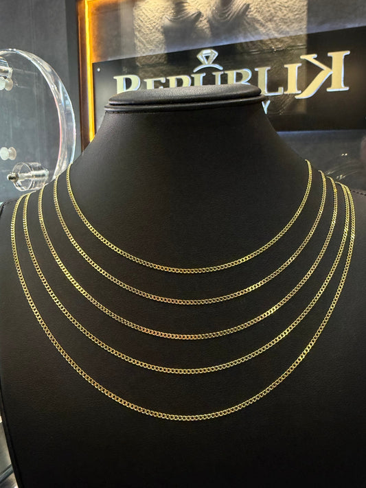 925 SOLID FLAT CUBAN CHAIN 16”-24”