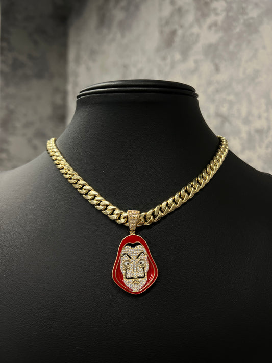 14K CHOCKER WITH THE RED MASK PENDANT