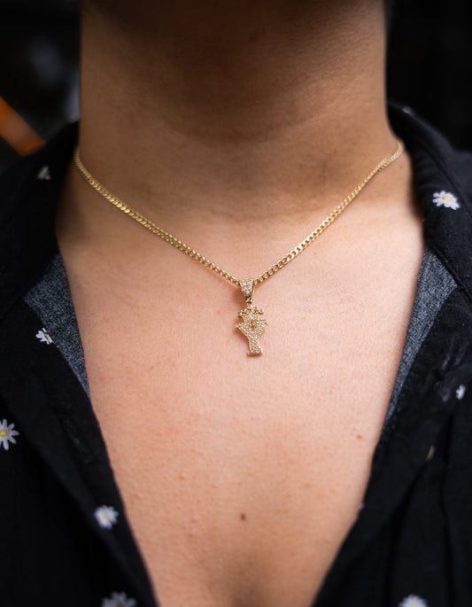 14K HOLLOW CUBAN CHAIN + INITIAL PENDANT