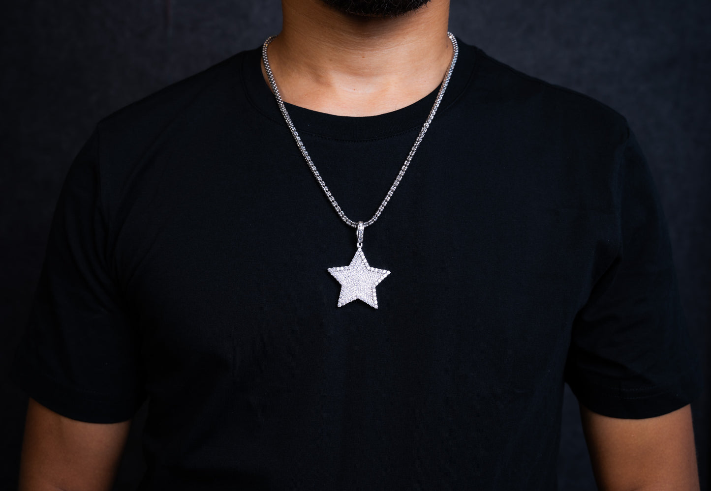 925 STAR PENDANT WHITE + ICE CHAIN 3MM