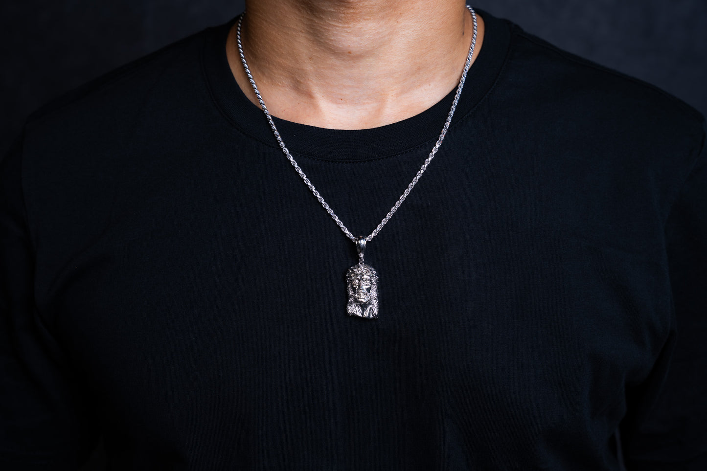 925 JESUS FACE + ROPE CHAIN 2.5MM