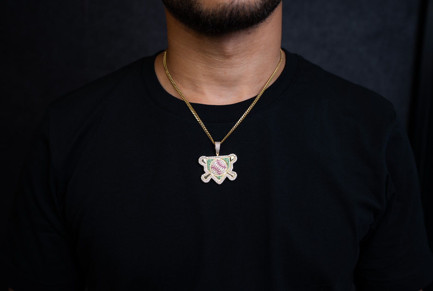 925 MIAMI CUBAN CHAIN WITH BASEBALL PENDANT