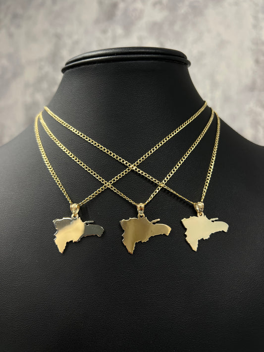 14K HOLLOW CUBAN CHAIN WITH DR “ MAP” PENDANT