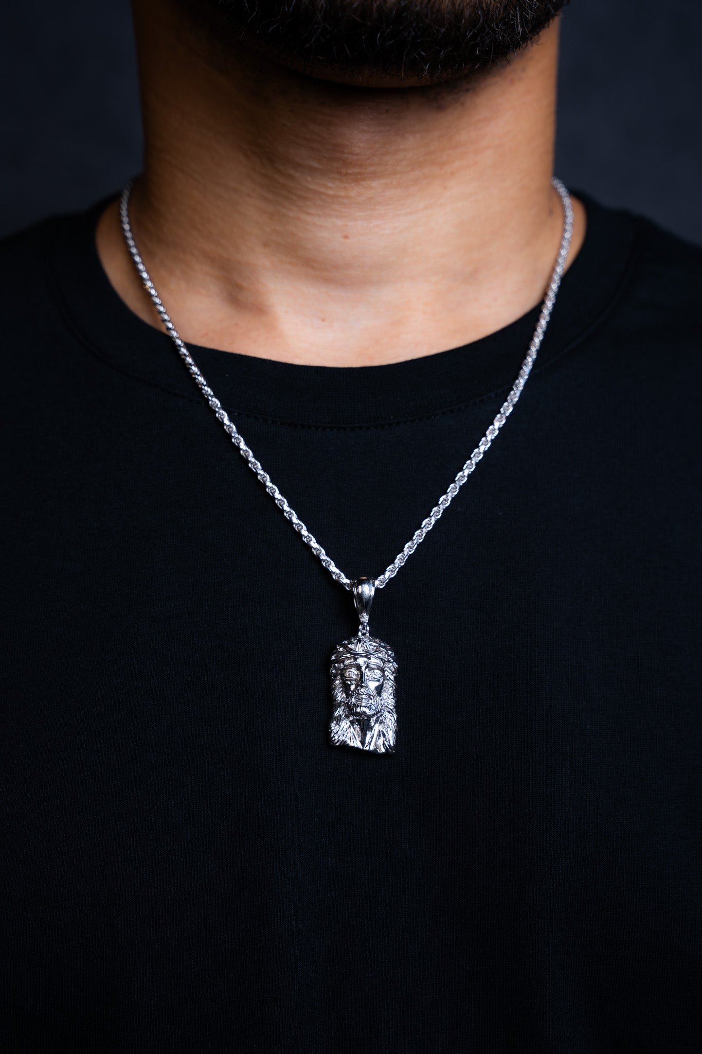 925 JESUS FACE + ROPE CHAIN 2.5MM
