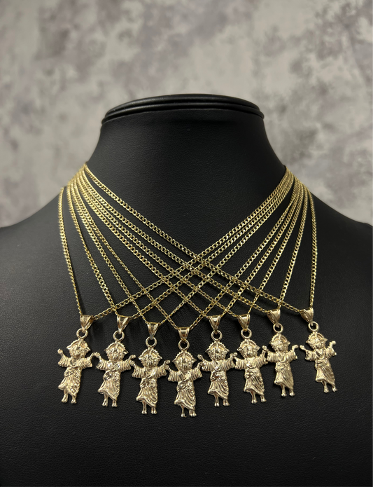 14K HOLLOW CUBAN CHAIN WITH DIVINO NINO PENDANT