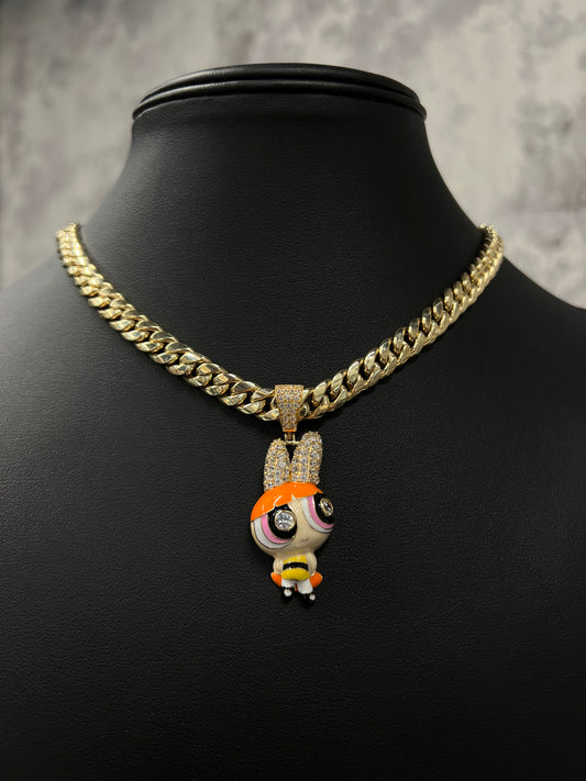 14K CHOCKER WITH POWERPUFF GIRL PENDANT