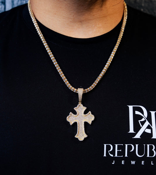 925 ICE CHAIN WITH CROSS PENDANT