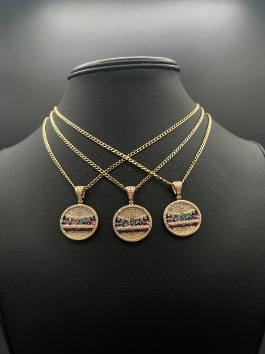 14K HOLLOW CUBAN CHAIN “ TWO TONES “ AND LAST SUPPER PENDANT