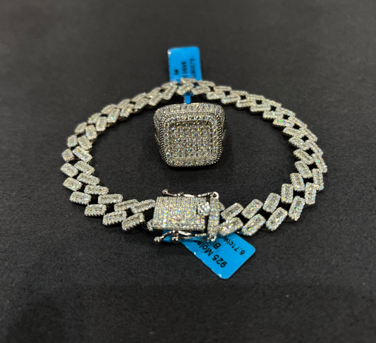 925 MOINSSANITE CUBAN BRACELET AND RING