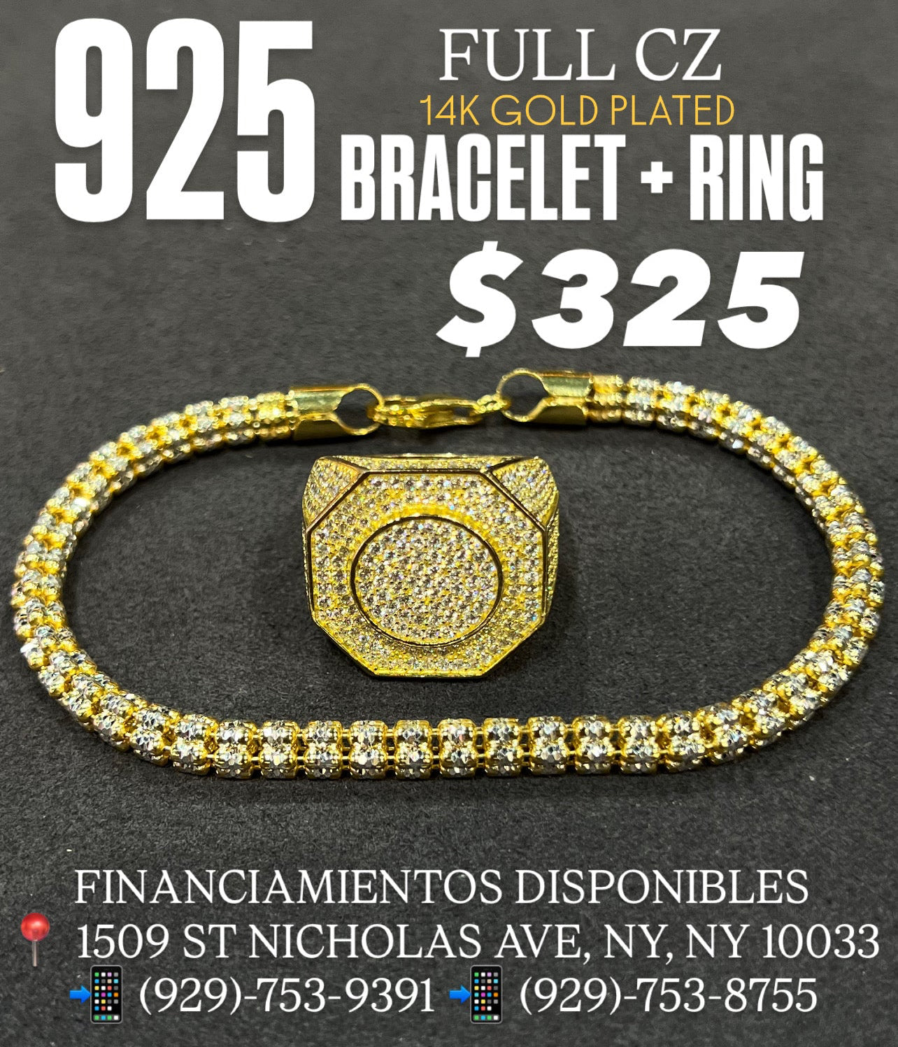 925 ICE BRACELET AND RING FULL CZ