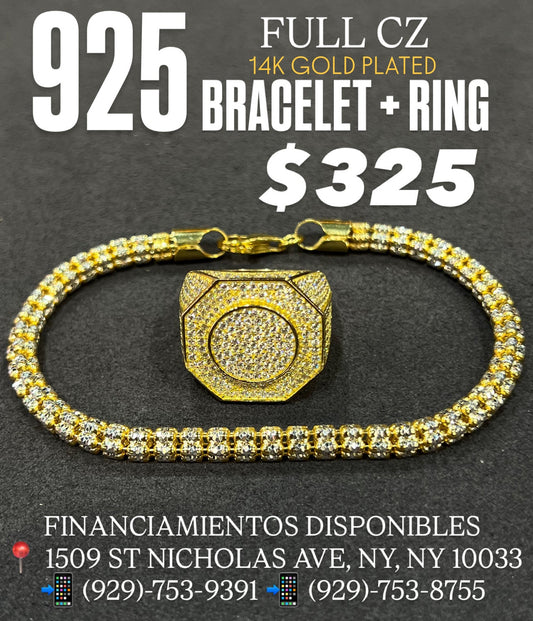 925 ICE BRACELET AND RING FULL CZ