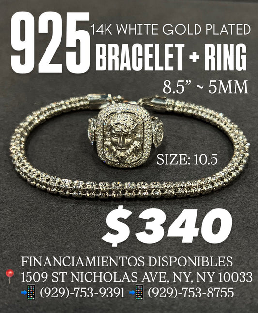 925 ICE BRACELET AND JESUS RING