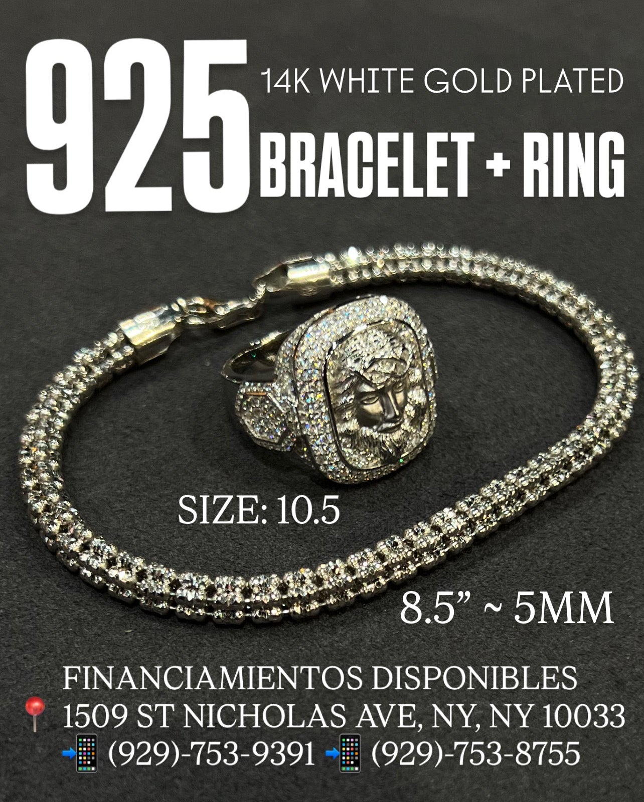 925 ICE BRACELET AND JESUS RING