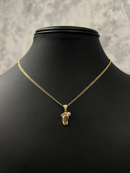 14K HOLLOW CUBAN CHAIN WITH FT PENDANT