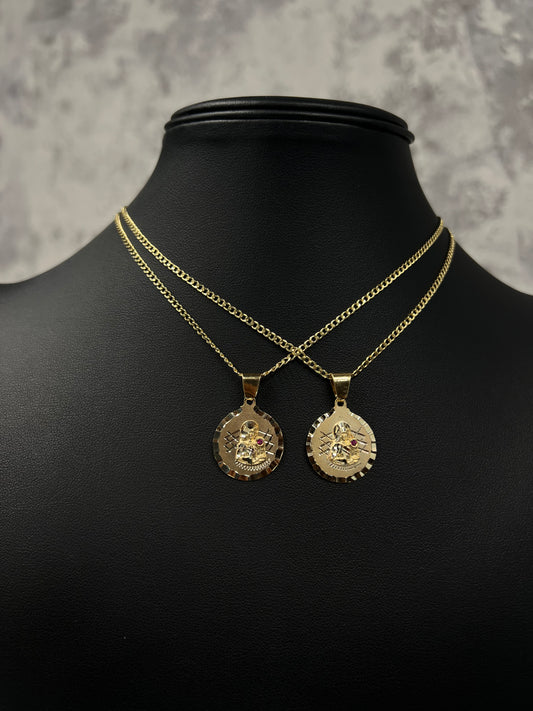 14K HOLLOW CUBAN CHAIN WITH VIRGEN PENDANT