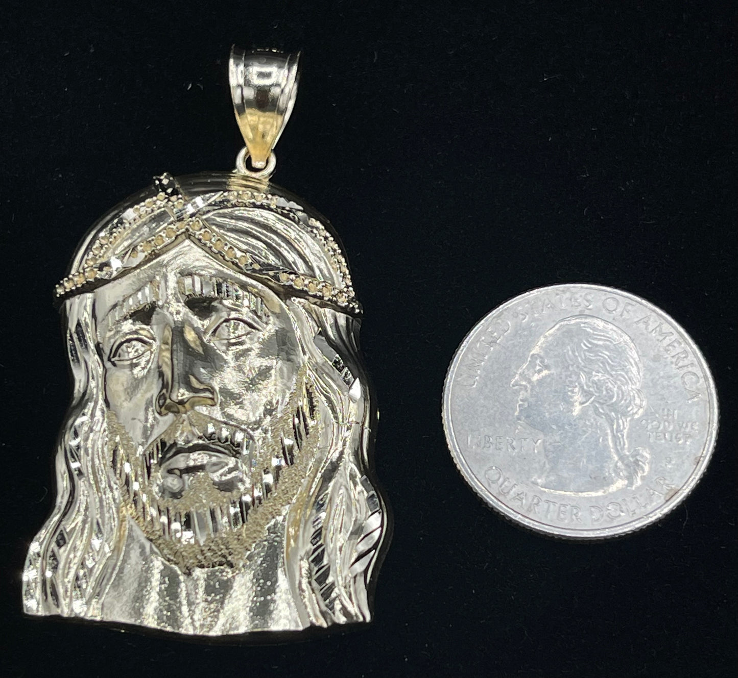 14K Hollow Jesus Head Pendant