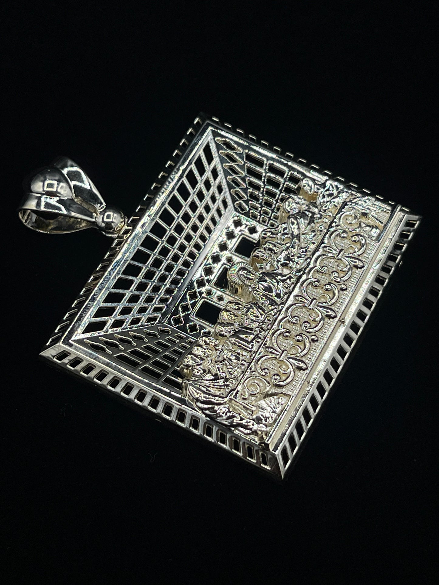 14K Square Last Supper Pendant 2.5"