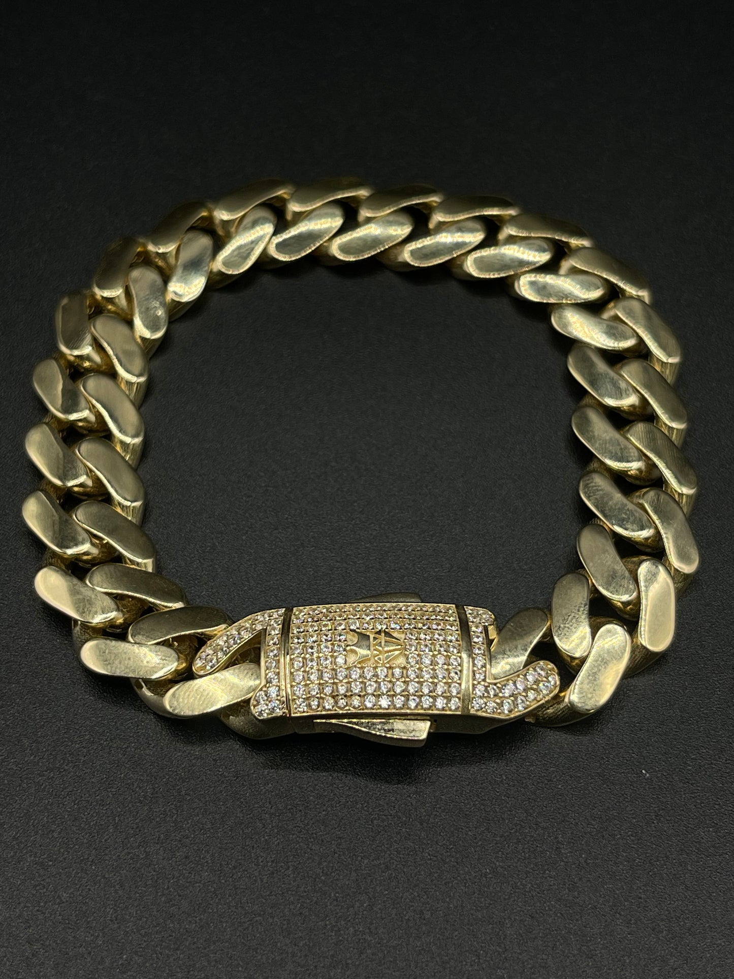 14K HOLLOW CUBAN BRACELET 15MM