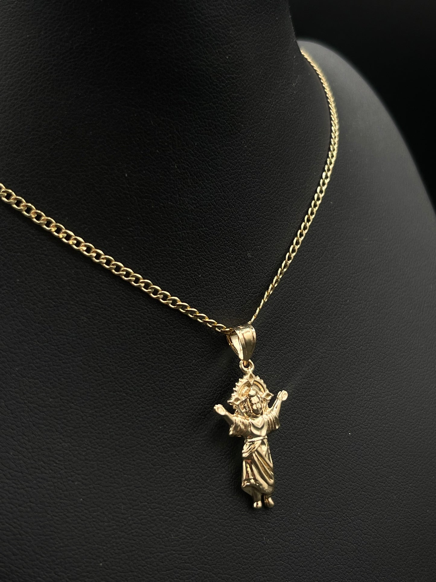 14K HOLLOW CUBAN CHAIN 2MM WITH BABY JESUS