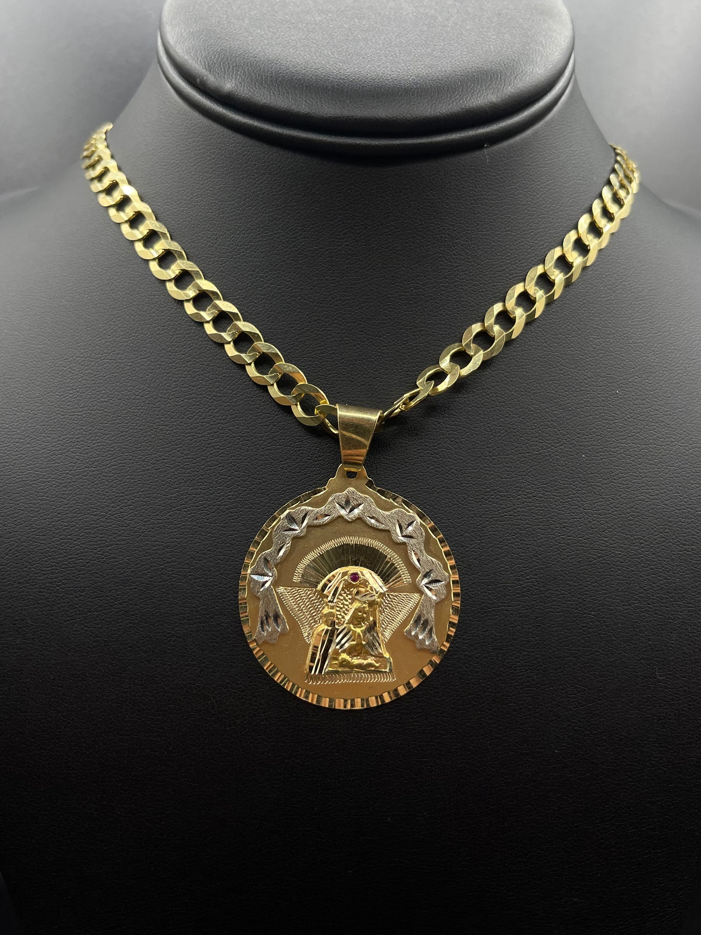 Solid Flat Cuban Chain With Virgin Pendant