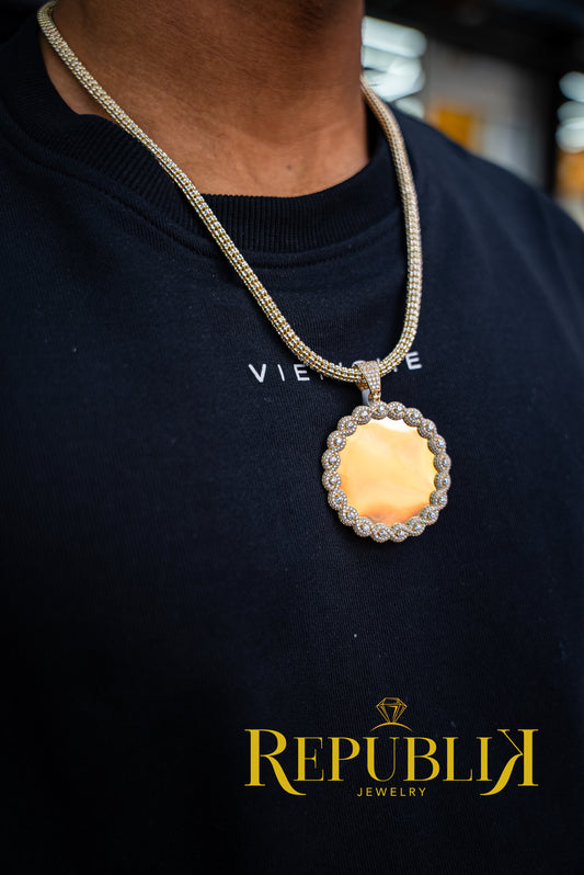 14K ICE CHAIN WITH PICTURE PENDANT