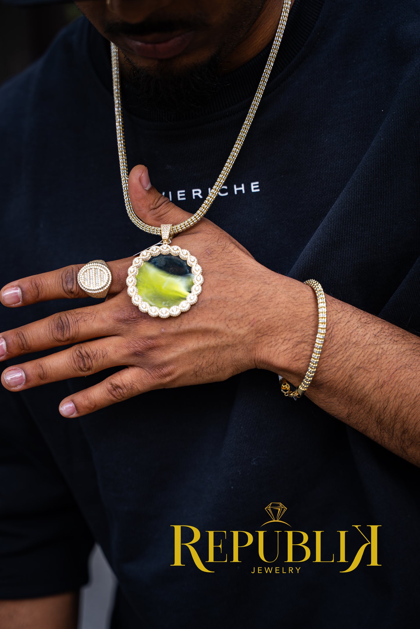 14K ICE COMBO WITH PENDANT BRACELET AND RING