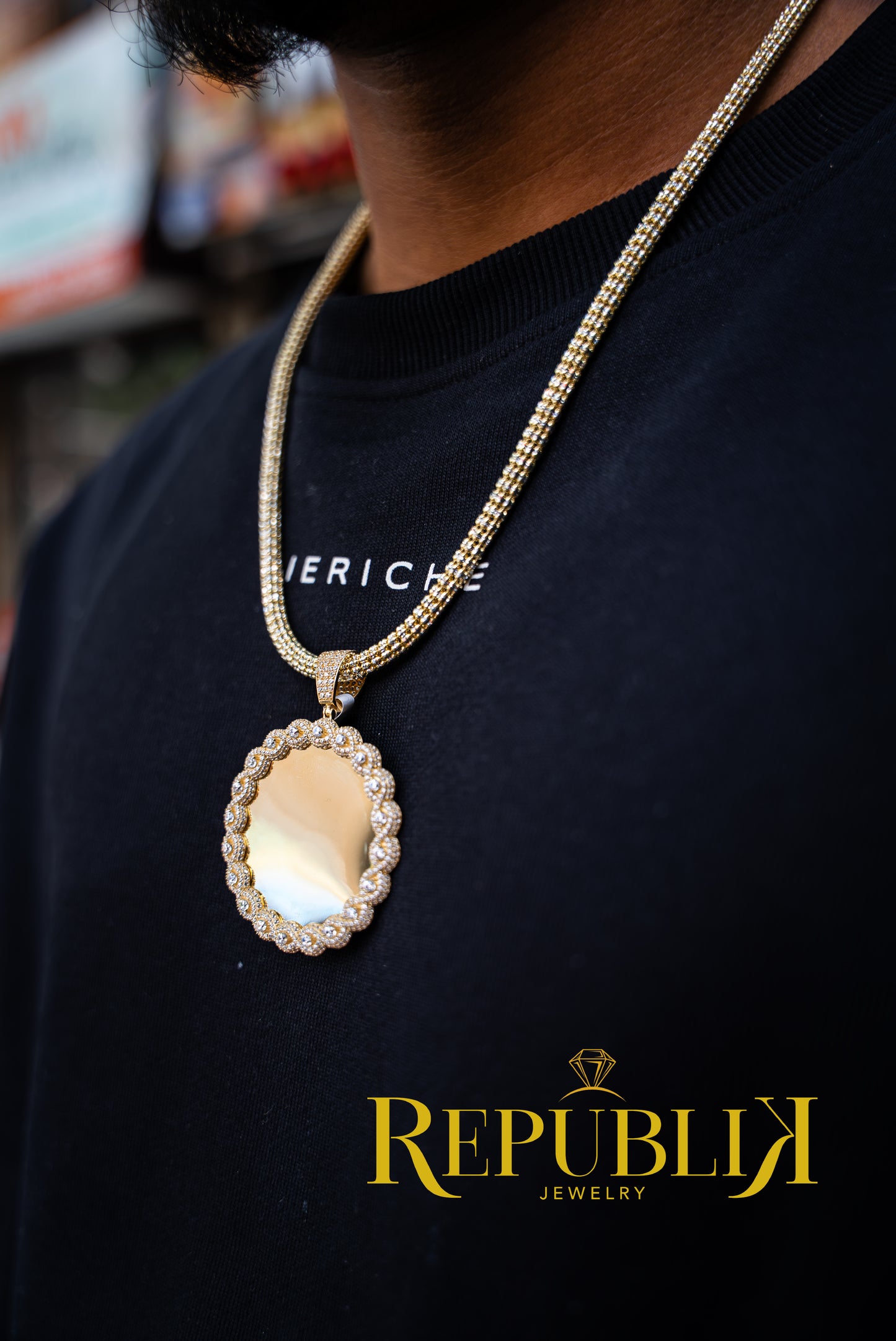 14K ICE CHAIN WITH PICTURE PENDANT