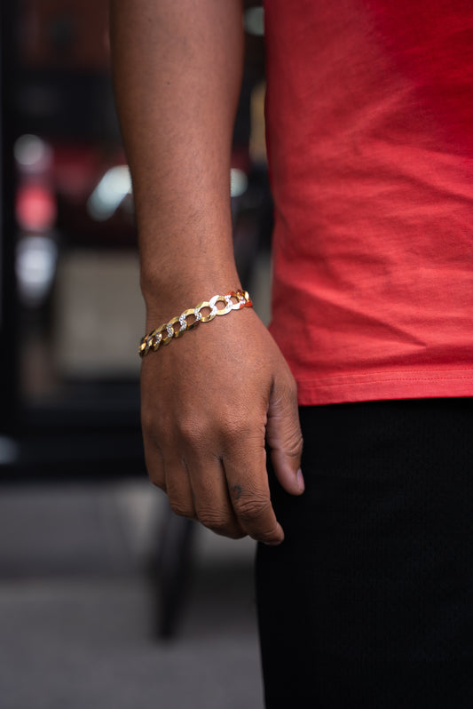 14K SOLID CUBAN BRACELET TWO TONES