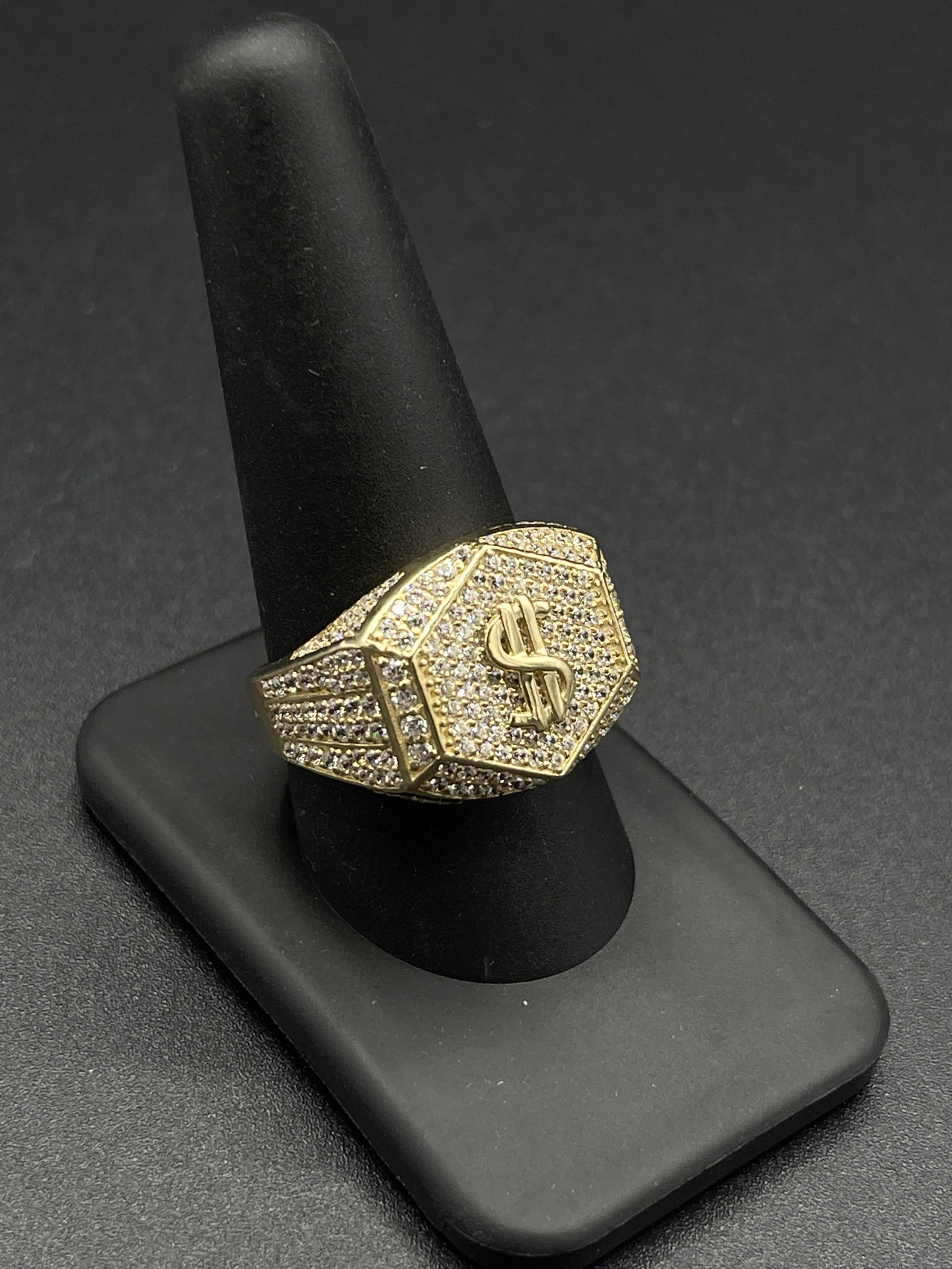 14K CZ Money Sign Ring