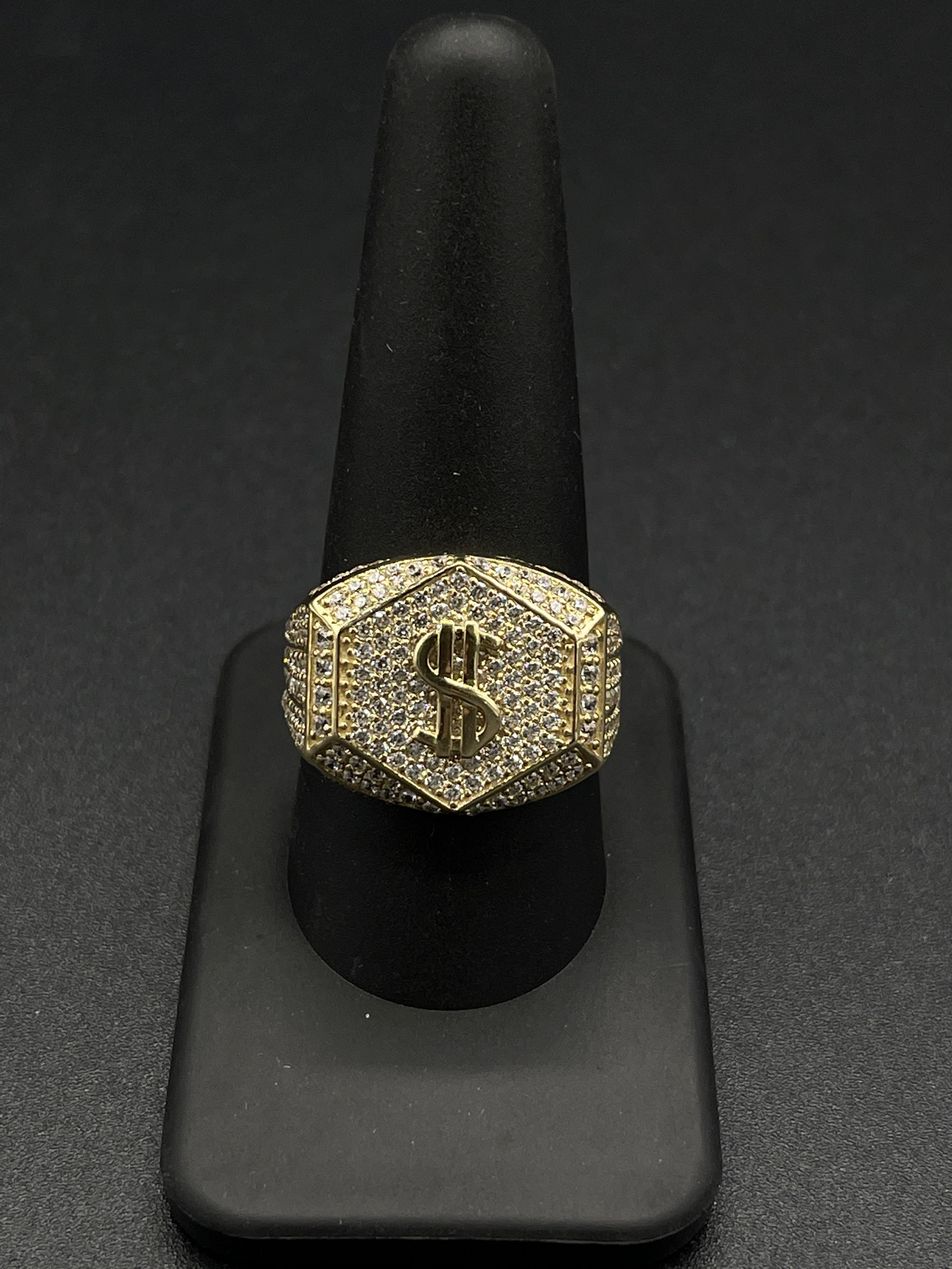 14K CZ Money Sign Ring